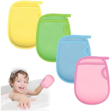 Gants de Bain exfoliants Super Doux, 4 Pièces Gant de Bain Exfoliant Magique, Gants Exfoliants pour le Corps, Brosses de bain en (1/4)