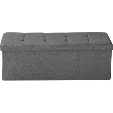 Mophorn Reposapiés rectangular plegable con espacio de almacenamiento y bolsillos laterales, asiento acolchado y diseño compacto, soporta hasta 299,37 kg, 110 x 38 x 38 cm, ideal para salón, gris (1/5)