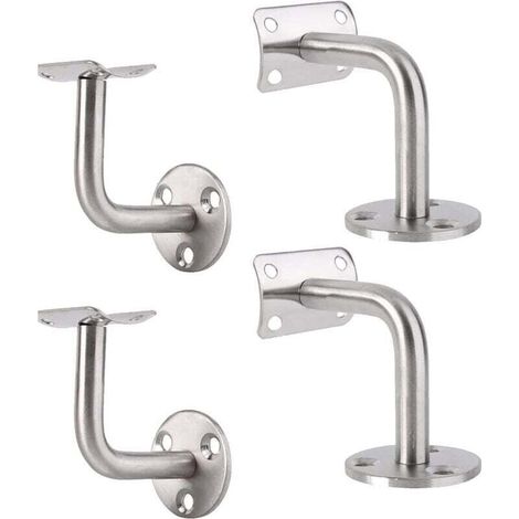 Ulisem Lot de 4 supports en acier inoxydable, support mural en acier inoxydable, support de tige de montage mural, support de tube de garde-corps mural à 90 °, pour support de garde-corps mural intéri