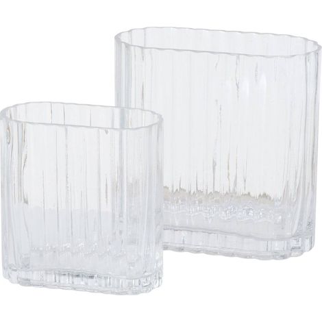 Glasvase TULIPA, länglich, transparentes Glas, 2er-Set