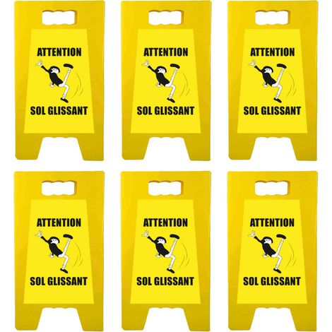 Chevalet de signalisation "ATTENTION SOL GLISSANT" de dimensions 55 x 31 cm - Lot de 6 (1/5)