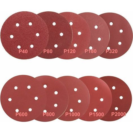 AIDUCHO 100 Pezzi Dischi Leviganti 150mm, Carta Abrasiva, Carta Vetrata da 40/80/120/180/320/600/800/1000/1500/2000 (10 Dischi per Grana) (1/4)