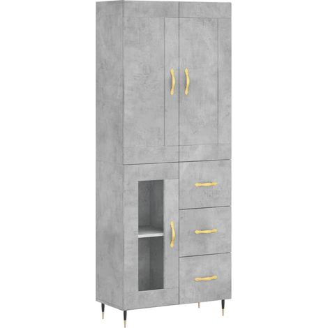 Credenza cassettiera mobile contenitore organizer cucina soggiorno salotto alto 695 x 34 x 180 cm legno ingegnerizzato grigio 020034647