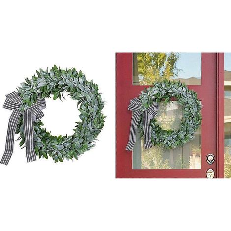 Couronne de printemps-été décorative pour porte d'entrée, 35 cm, en buis artificiel (1/4)