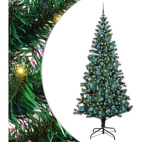 Sapin de Noël  Arbre de Noël artificiel pré-éclairé Vert 240 cm PVC et métal (1/5)