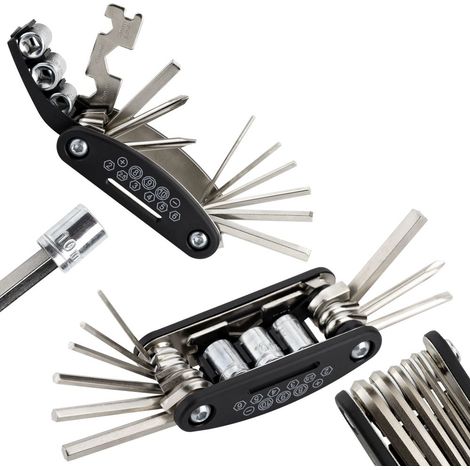 NN19 Fahrradwerkzeug-Schlüsselset, 16-in-1-Multitool mit Inbusschlüsseln, Schraubendrehern und Schraubenschlüsseln
