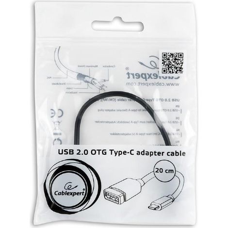 Adaptador USB C a USB GEMBIRD A-OTG-CMAF2-01 Negro 20 cm 200 cm (1/2)