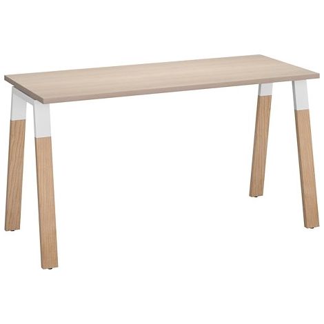 Bureau droit individuel L 140 x P 60 cm piétement bois métal chêne clair - Arch - Maxiburo (1/2)