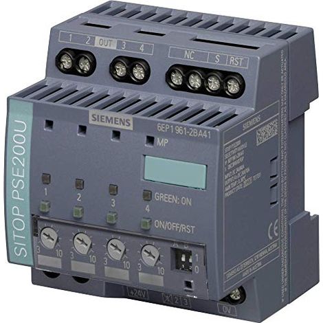 Siemens Módulo de selectividad SITOP PSE200U, DC 24 V/4 x 3 ... 10 A con señalización de canal individual, 6EP19612BA41