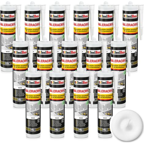 IsolBau Weiße Acrylfarbe Maleracryl 15 x 300 ml