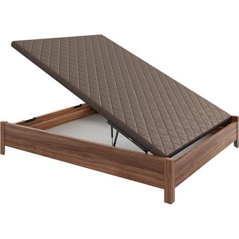 Lit coffre pliant en bois avec pieds et poignée encastrée, hauteur 34 cm 180x190 cm - Bellota (1/2)