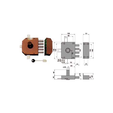 SERRATURA QUINTUPLICE DA APPLICARE SENZA SCROCCO DOPPIA MAPPA 20540  mm.60 DX (20540VDDMJ)    MOTTURA