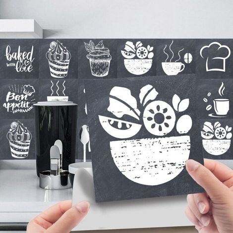 Piastrelle adesive 20x20 cm per rivestimento paraschizzi da cucina, motivo a mattoni, 24 adesivi murali per bagno e cucina, piastrelle adesive per pareti con motivi a piastrelle, pannello murale adesi (1/4)