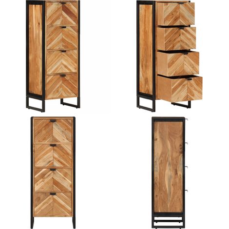 Armoire de salle de bain bois massif d'acacia et fer - Armoire De Salle De Bain - Meuble De Salle De Bain - Rangement Salle De Bain - Acacia Massif - Design Moderne - Home & Living (1/5)