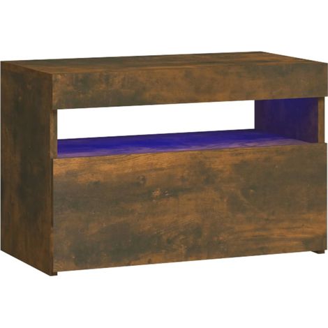 Maison Exclusive - Nachttisch mit LED-Leuchten Räuchereiche 60x35