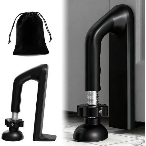 Bloque-porte portable, anti-effraction, dispositif de sécurité portable, anti-effraction, double protection réglable, dispositif de sécurité pour la maison, l'hôtel, les voyages (noir) (1/5)