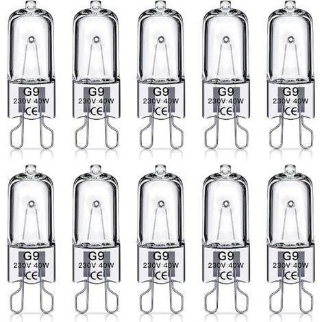 Lot de 10 ampoules halogènes G9 – 230V 40W – 560 lm – Blanc chaud 2700K – Dimmables – Éclairage maison et commercial – 3000h (1/5)