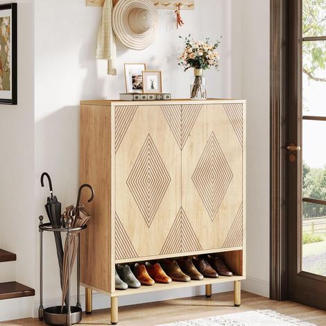 Tribesigns Shoe Cabinet with Doors, 6-Tier Shoe Storage Cabinet with Adjustable Shelves, 24 Pairs Wood Shoes Rack Modern Storage Organizer for Entryway, Closet, Living Room