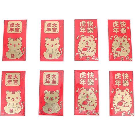 60 rote Briefumschläge zum Frühlingsfest „Jahr des Tigers“ – 16,7 x 9 cm – Rot (1/4)