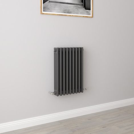 AICA Traditional Radiator Central Heating Cast Iron Style 3 Column Horizontal 600x425mm Anthracite