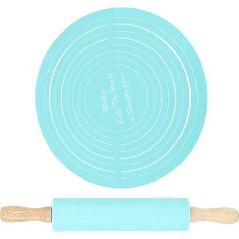 Nudelholz, Teigmatte, großes Silikon-Nudelholz, Knetunterlage, Küchenbackwerkzeug, Blau (1/5)