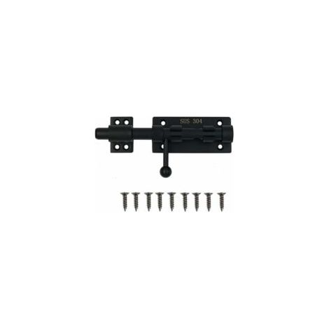 Cerradura de cilindro con orificio para candado, cerradura para puerta corredera de acero inoxidable 304 reforzado, 160 mm (6 pulgadas), color negro - Crezuo