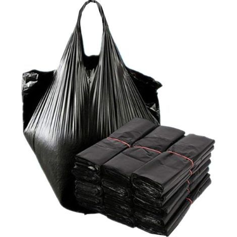 Sacchi per la spazzatura monouso neri (100 pezzi), sacchetti per pannolini monouso con comode maniglie, sacchi per la spazzatura, sacchi per la spazzatura resistenti