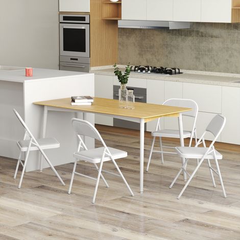 Set di 4 sedie pieghevoli, sedie da pranzo portatili, struttura in acciaio, 45 x 46 x 78 cm, bianche