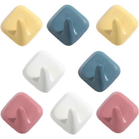 Crochets muraux adhésifs en plastique résistant, lot de 8, adaptés aux cuisines, chambres et salons. (1/5)