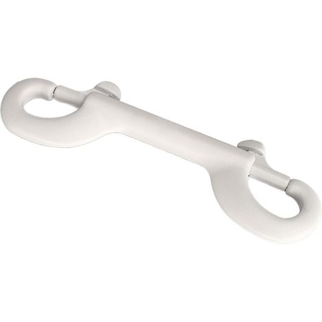 Doppelkarabiner 100 mm mit Schnellverschlusssystem, aus Edelstahl 316, für Tauchtarierwesten (weiß). (1/5)