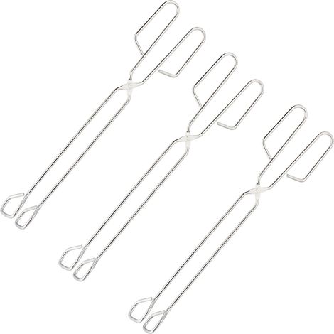 Relaxdays Set 3 Pinzas Barbacoa, Resisten el Calor, Tenazas Parrilleras, Bbq y Cocina, Acero Inoxidable, 38 cm, Plateado