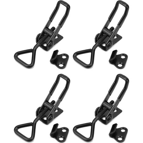 10 pièces. Loquet a Bascule en Acier au Carbon, Fermeture à Levier Capacité de Rétention 100kg pour Boîtes, Coffre, Armoire (95mm Noir) (1/4)
