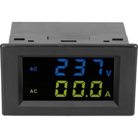 Digitales Voltmeter mit präziser Strommessung, Schwarz-Weiß-Display, zwei Anzeigen, schwarzes Gehäuse (1/5)