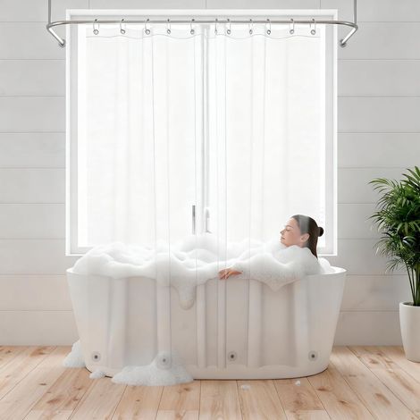Rideau de Douche 180x180 cm - Lavable - PEVA - Oeillets Inox - 3 Aimants (1/5)