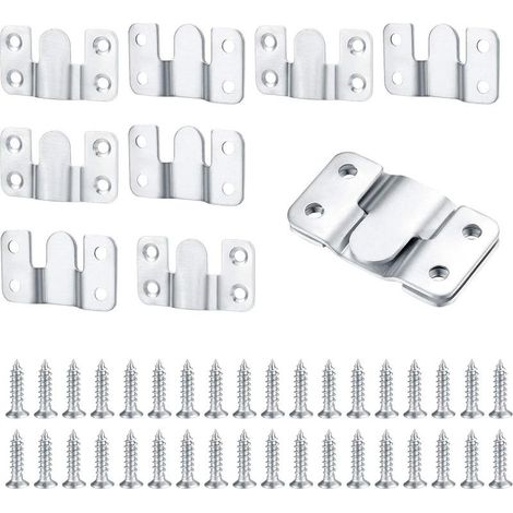 10 Pièces Support Montage Encastré Dissimulé, Supports Suspension Emboîtement Robuste, Connecteur de Meubles, Matériel Suspension Mural Acier Inox Suspendu pour Photos, Miroirs, Sffichage d'image (1/5)