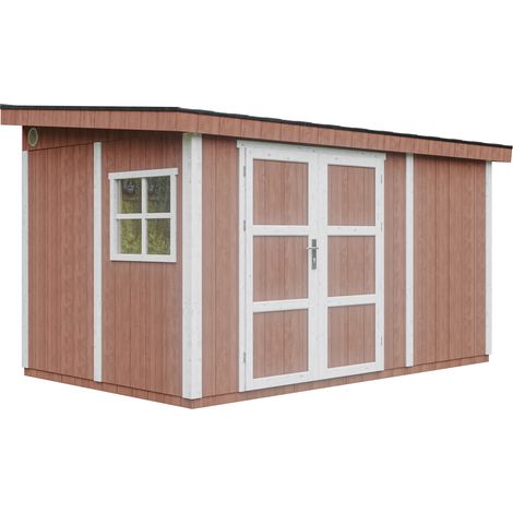 Abri de Jardin Qualité Premium 8,68 m² - H231x248x412 cm - Timbela M939-REDWOOD RED (1/5)