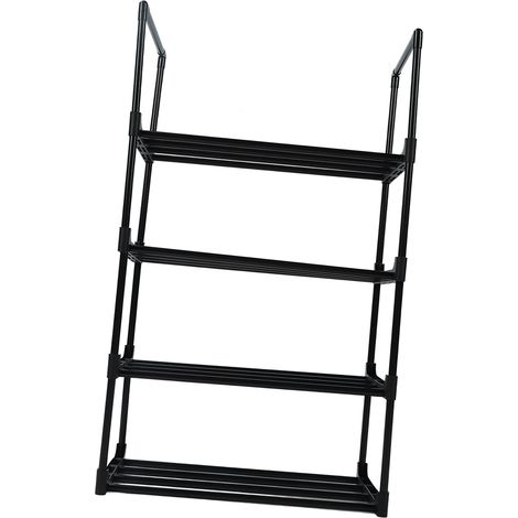 Étagère à chaussures multifonctionnelle à plusieurs niveaux et grande capacité pour placard, couloir, chambre, entrée, 1 colonne, 4 niveaux (1/5)