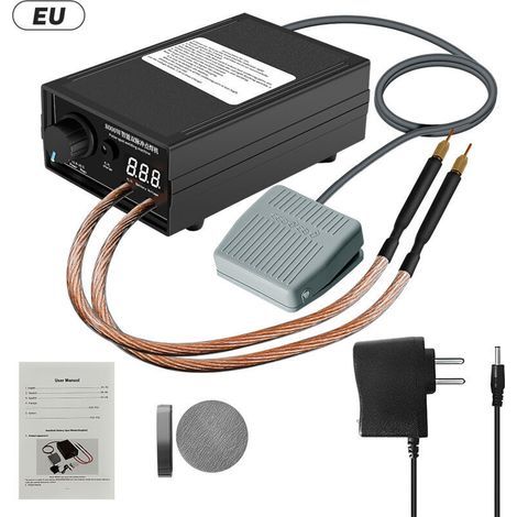 Saldatrice a punti portatile da 8000 W, regolabile da 0 a 1200 A, batteria al litio da 9600 mAh, doppia penna per saldatura per batteria 18650 (1/4)