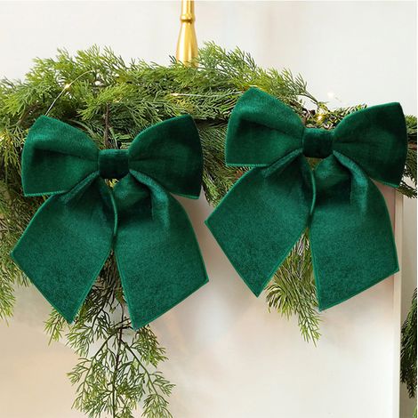 Ribbon - Bow - Christmas Decoration - 10 Inch - Velvet Polyester - For Tree Wreath Door Home Party - 1 Piece (1/5)