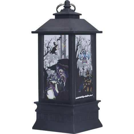Lanterne Halloween LED avec motif sorcière, veilleuse bougie flamme simulée pour fête bar (1/5)