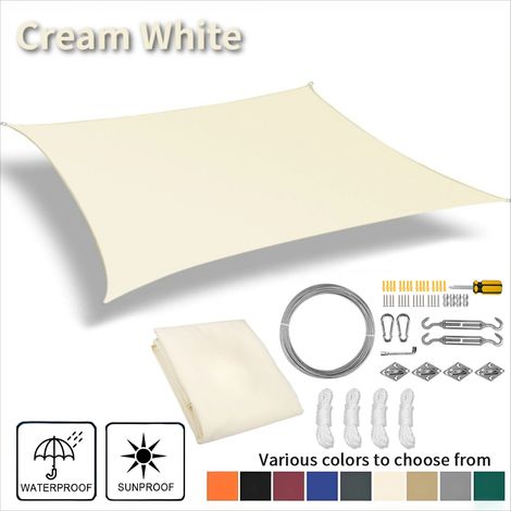 (Beige, accessoires d'installation inclus, 200 x 400 cm) Voile d'ombrage imperméable, résistante aux UV, adaptée aux pergolas de jardin de cour. (1/5)