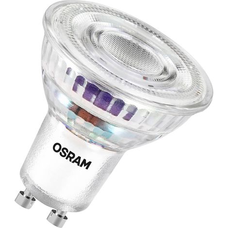 OSRAM LED à réflecteur de classe énergétique PAR16 de 2,5 W, 450 lm, blanc froid (4000 K) en verre sans plomb avec culot GU10 de classe d'efficacité énergétique A, diamètre 50 mm, IP20.