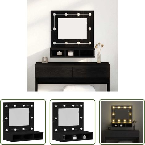 Wandspiegel -  Spiegelschrank mit Regal Schwarz Eichen-Optik 60 x 31,5 x 62 cm