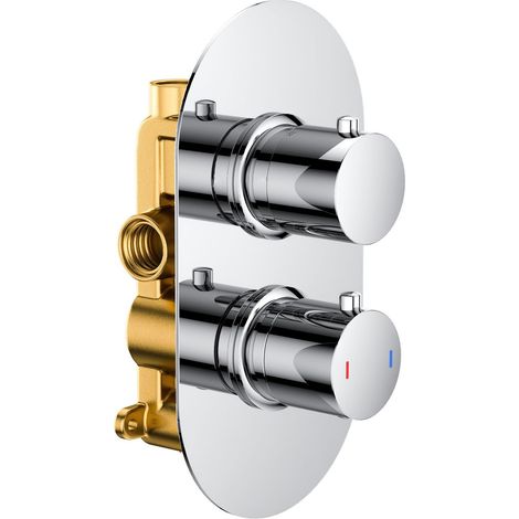 RAK Thermostatic Round 1 Outlet Concealed Shower Valve Dual Handle - Chrome (1/2)