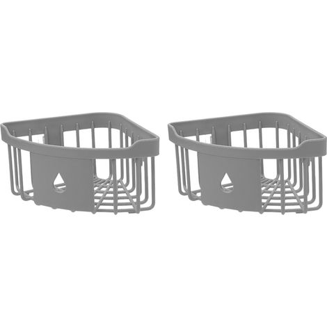 Porte-Shampoing Angle Suction - Panier de Rangement pour Salle de Bain - Étagère Murale Sans Perçage - Triangle Ventilé en PP - Pour Douche Cuisine - 2 Pièces (1/4)
