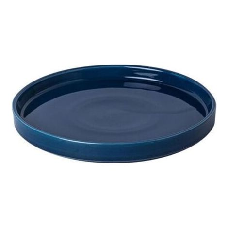 Blue ceramic flower pot tray with an outer diameter of 13.8 cm, suitable for indoor and outdoor flower drainage trays.