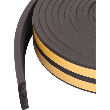 Bandes d'étanchéité pour portes et fenêtres, bandes d'étanchéité en mousse autocollantes, coupe-vent et insonorisantes (Noir, 6 m x 2, type E) (1/5)
