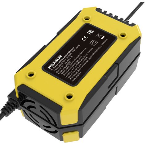 Chargeur de batterie de voiture, batteries au plomb 12 V 7 A, écran LCD, chargeur intelligent à 7 étapes pour voiture, moto, tondeuse à gazon, bateau marin, SUV, (prise UE) (1/5)