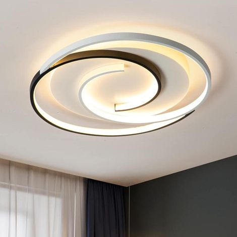 Modern round black and white dimmable LED ceiling light with remote control for living room bedroom kitchen 50cm (1/4)