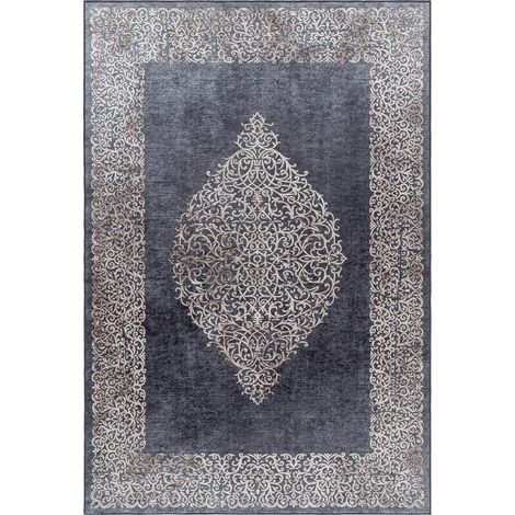 Tapis orient 200x290 noir rectangle motifs orientaux AKIEK (1/5)